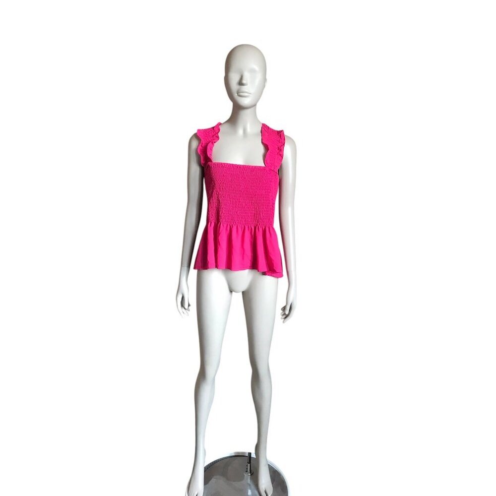 BD Collection Pink Sheer Smocked Tank Top